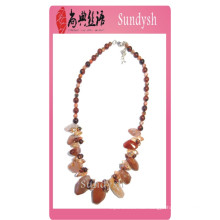 modische große verknotete multi klumpige halb kostbare große Großhandel handgemachte Perlen natürliche Edelstein Halsketten für Frauen